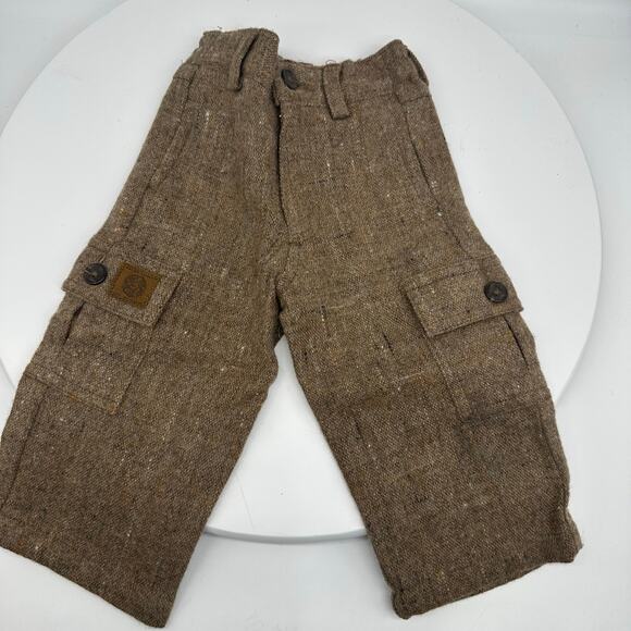 Ralph Lauren Cargo Style Baby Boy Wool Brown Pants Size 6-12 Months Trendy - Picture 1 of 10